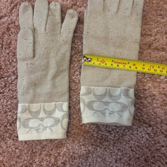 Coach Gloves Gold Tan Sparkly One Size - Picture 5 of 6